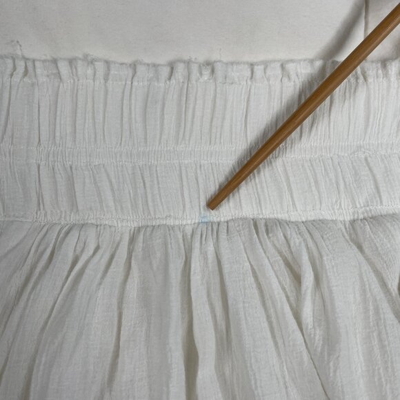 P cill Inherit Clothing Company Classic White Textured Cotton Lined Midi Skirt M - Picture 13 of 16